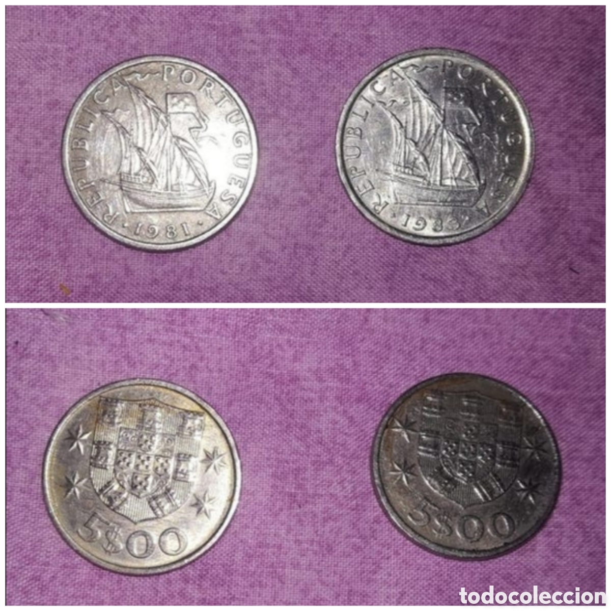 Monedas de Espa&ntilde;a: Monedas 5 escudos Rep&uacute;blica Portuguesa de 1981y 1983 De 5$00