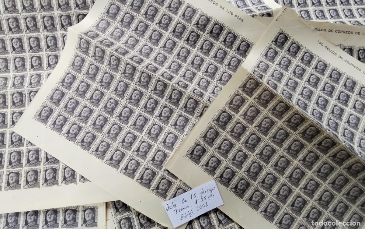 Monedas de Espa&ntilde;a: LIQUIDACION DE 15 PLIEGOS DE SELLOS DE FRANCO DE 1,35 PTS EDIFIL 1001 , MUY DIFICIL