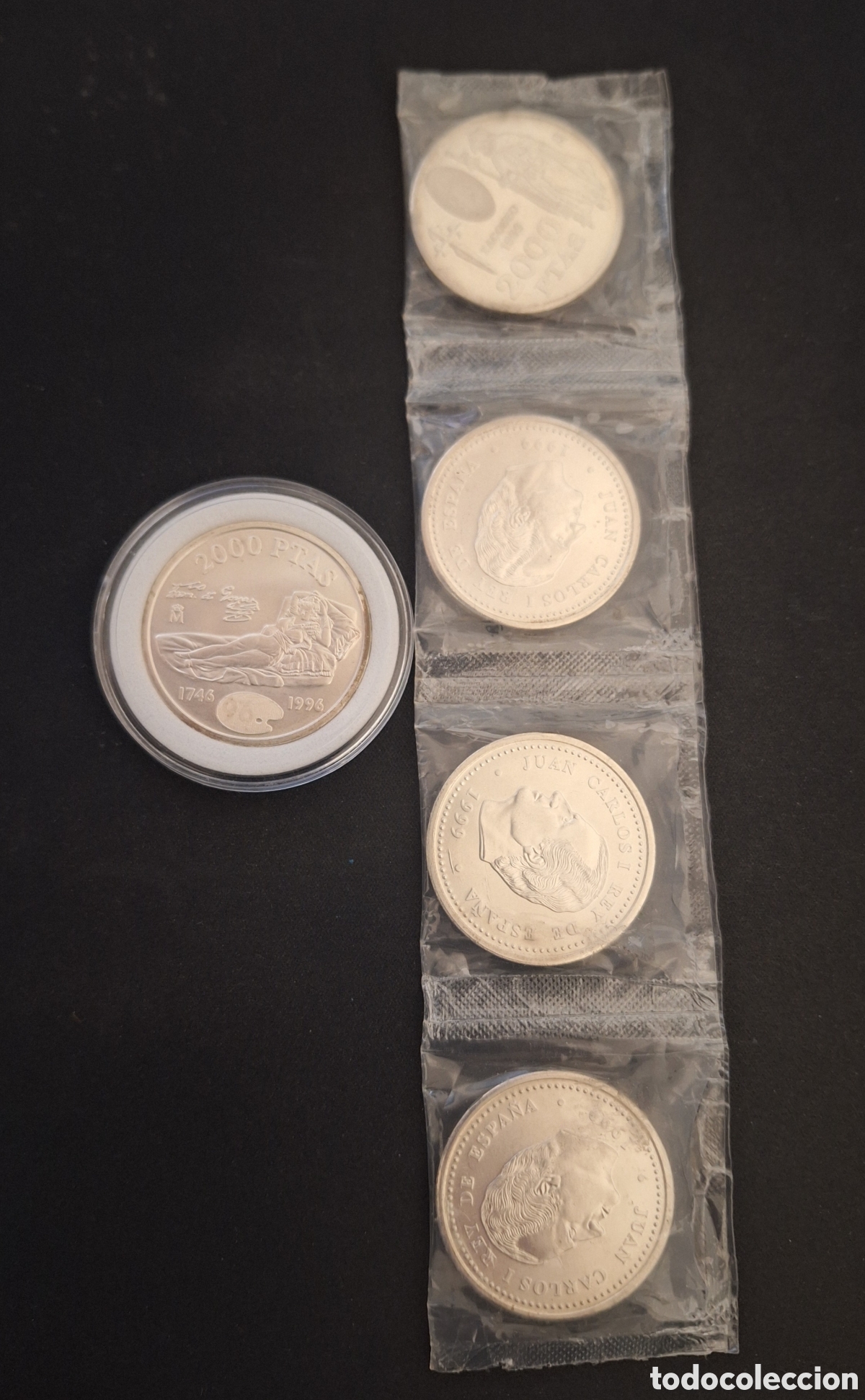 Monedas de Espa&ntilde;a: Lote de 5 monedas de 2000 Pesetas 1996 y 1999