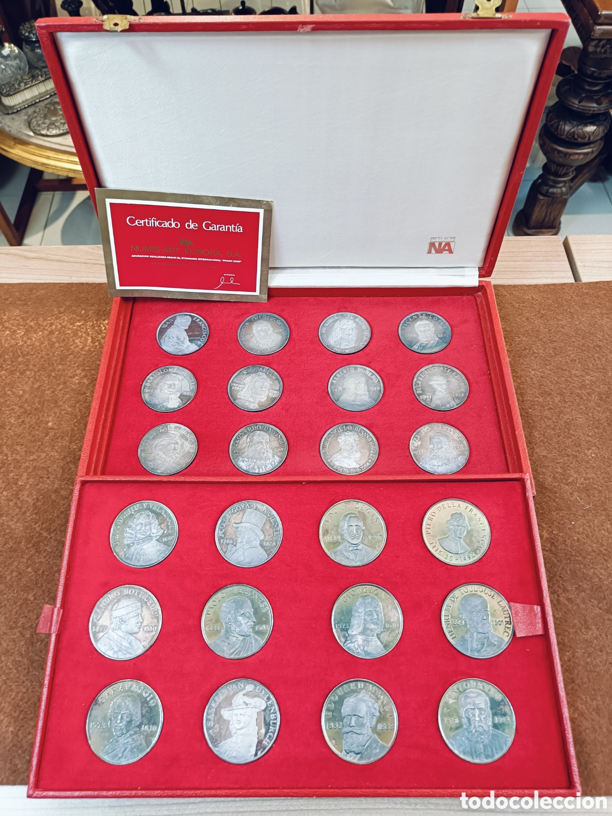 Monnaies d'Espagne: ESTUCHE 24 MEDALLAS PROOF GENIOS DE LA PINTURA. NUMIS ART EUROPA PLATA 1000/1000