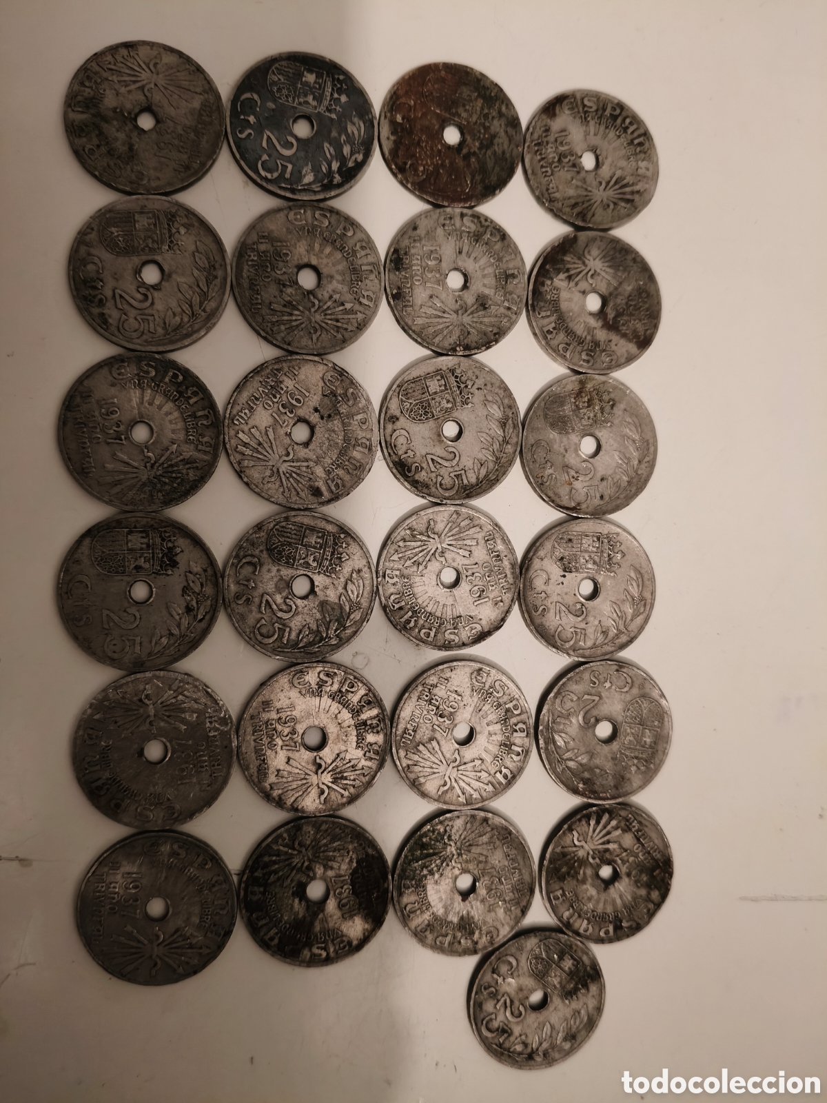 Monnaies d'Espagne: Lote 36 monedas 25 c&eacute;ntimos, 1927 1934 1937