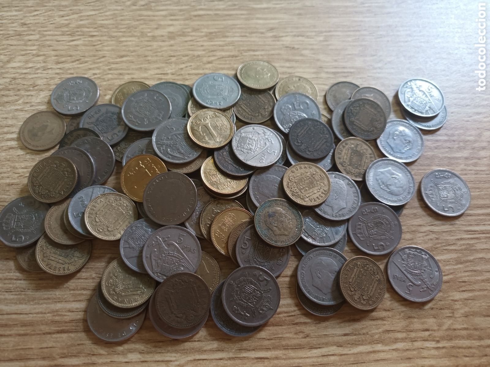 Monedas de Espa&ntilde;a: LOTE DE 90 MONEDAS DE 1 Y DE 5 PESETAS DEL REY Y DE FRANCO DISTINTAS FECHAS ALGUNAS ANTIGUAS