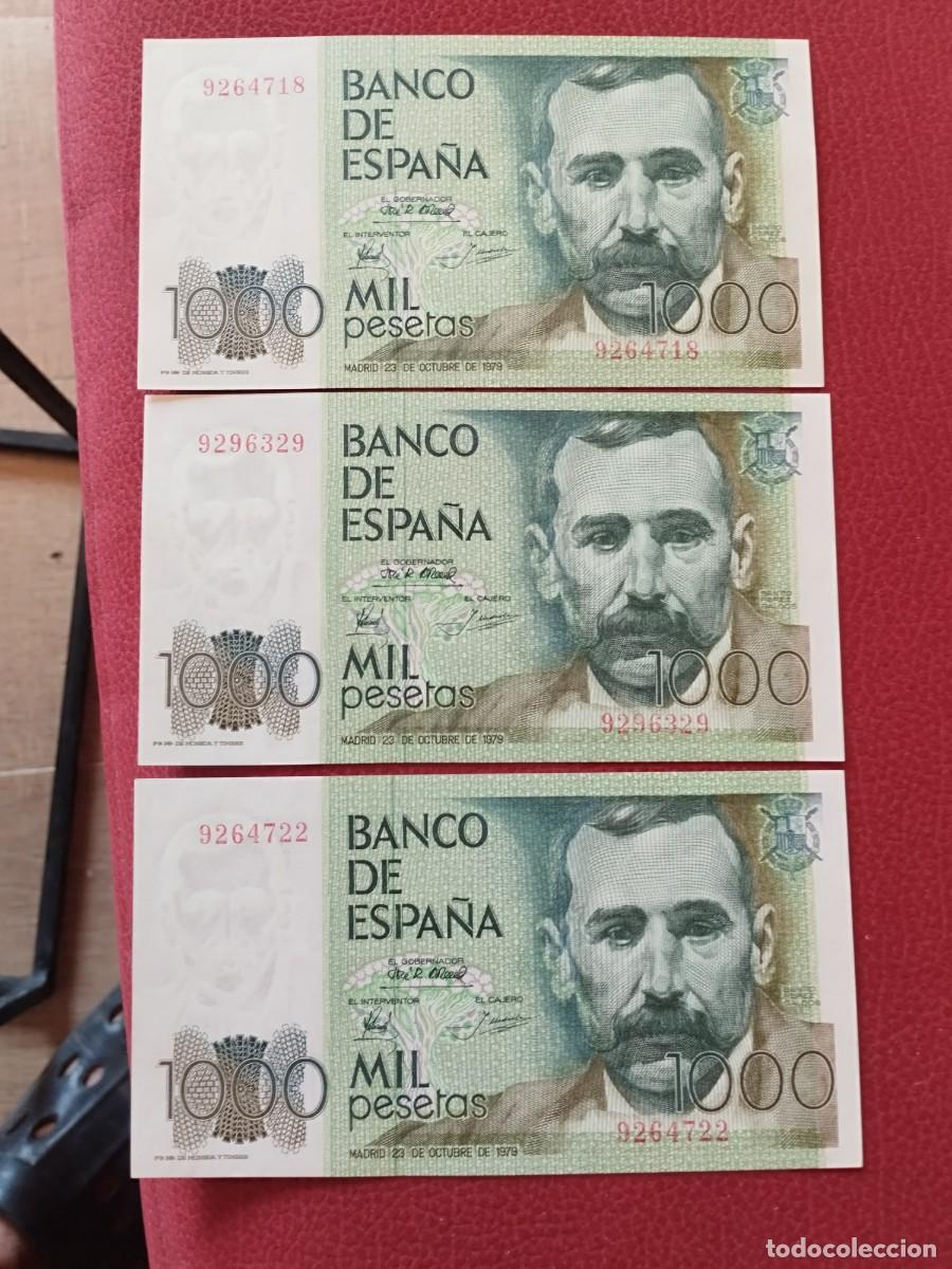 Monedas de Espa&ntilde;a: Billetes de 1000 pesetas de 1979 total tres billetes correlativos