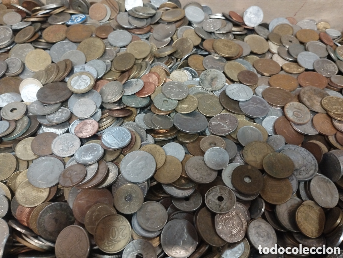 Monedas de Espa&ntilde;a: Lote de 10 de kilos de monedas variadas espa&ntilde;ola y estrangera