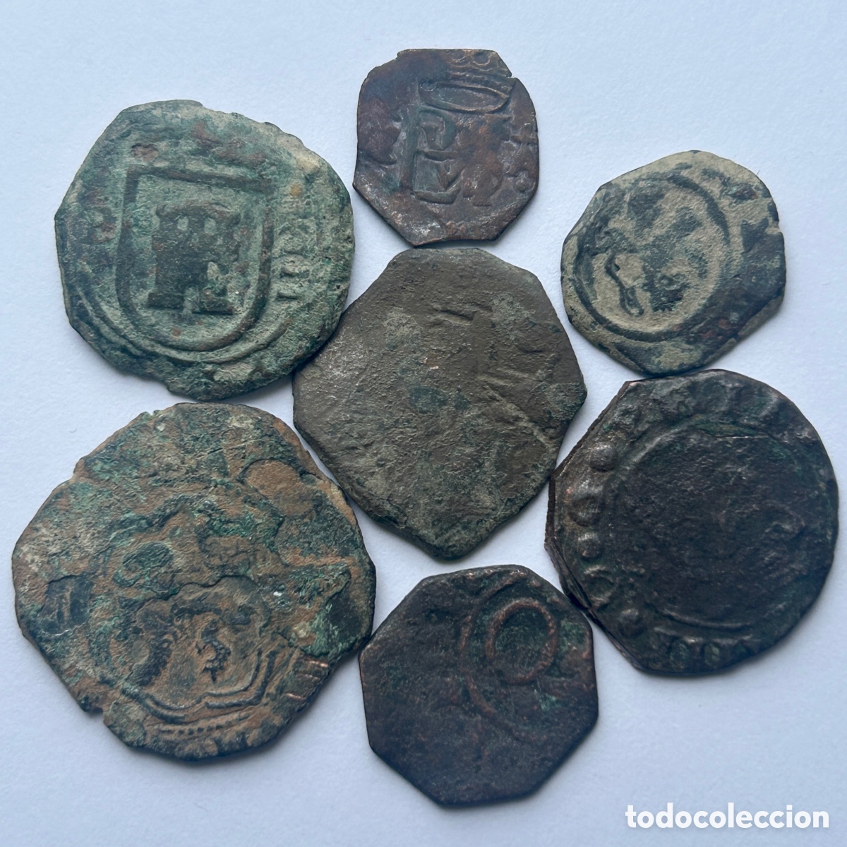 Coins of Spain: Lote maraved&iacute;s Austrias (7 piezas)