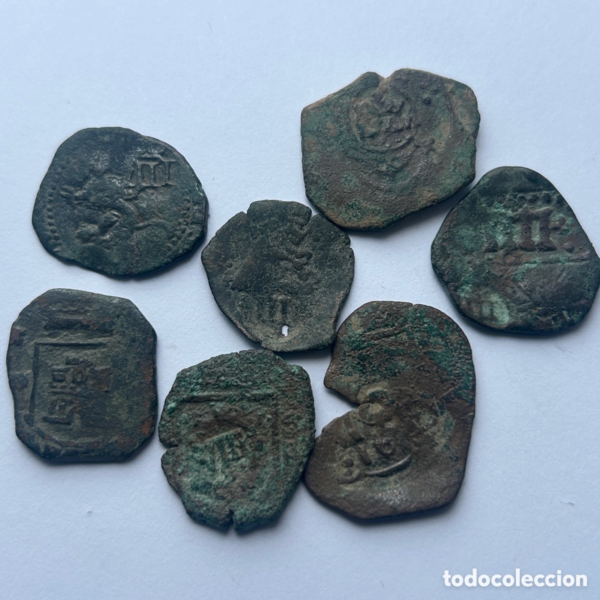 Monedas de Espa&ntilde;a: Lote maraved&iacute;s Austrias (7 piezas)