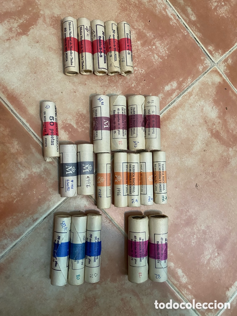 Monedas de Espa&ntilde;a: Lote de rollos originales FNMT de pesetas