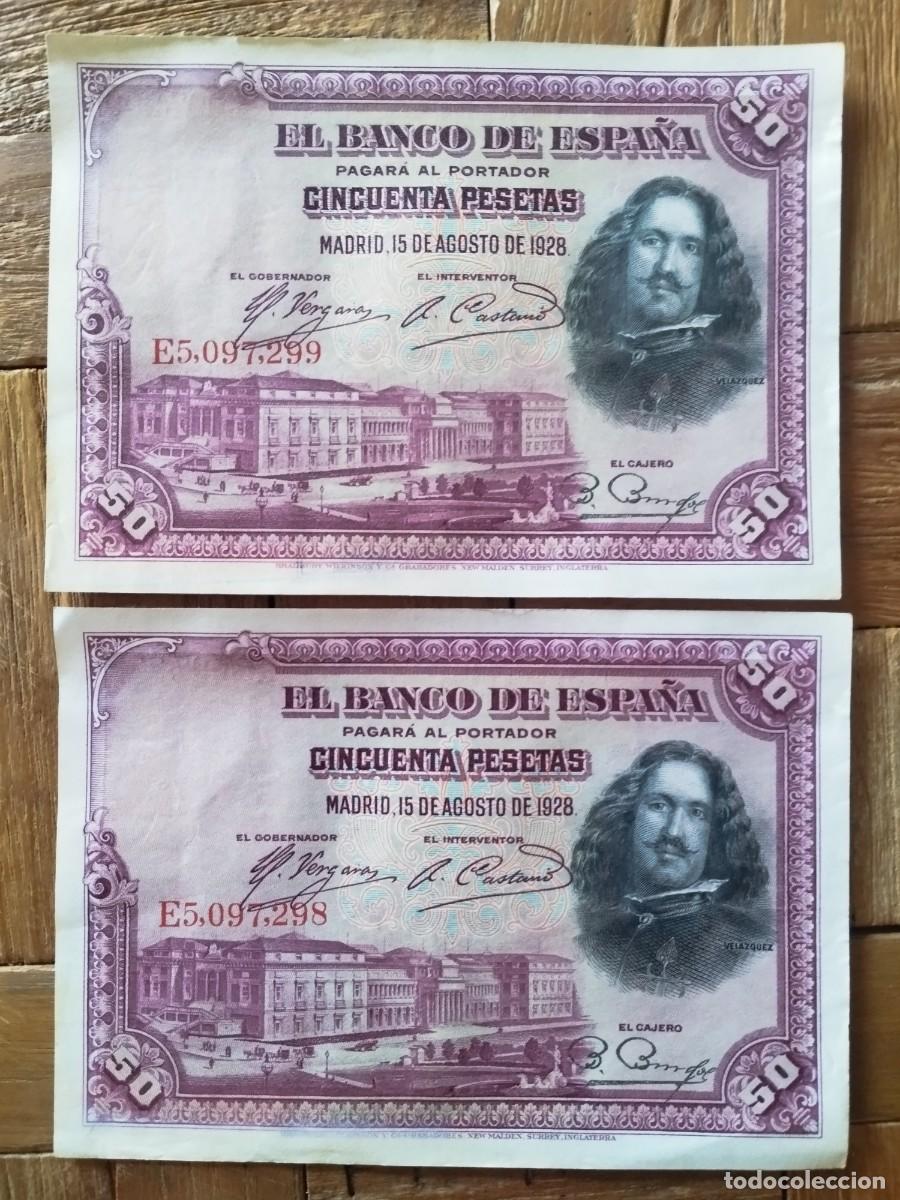 Monedas de Espa&ntilde;a: Billetes d&eacute; 50 pesetas correlativos