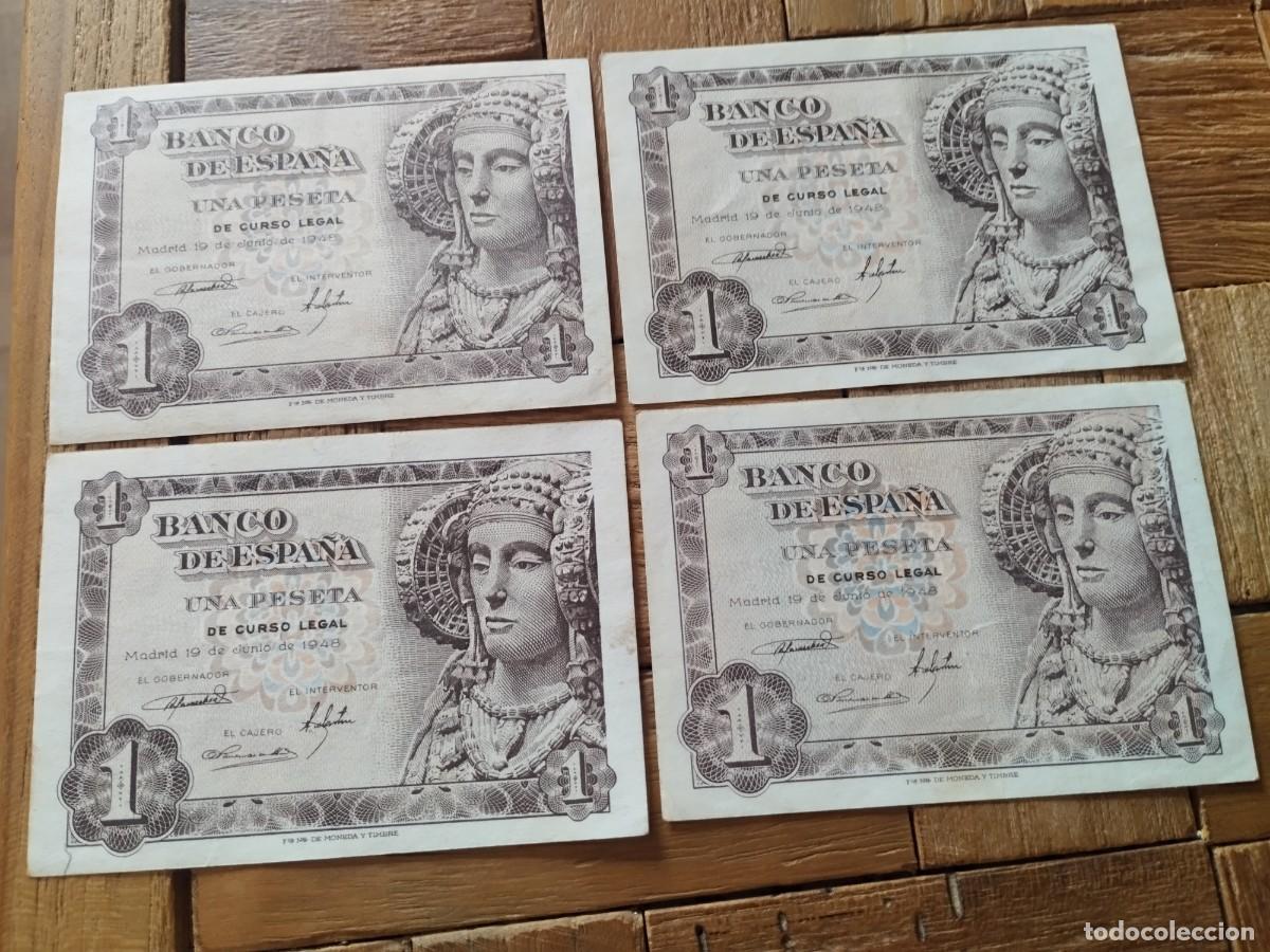 M&uuml;nzen von Spanien: Billetes de 1 peseta cuatro,la Dama de Elche
