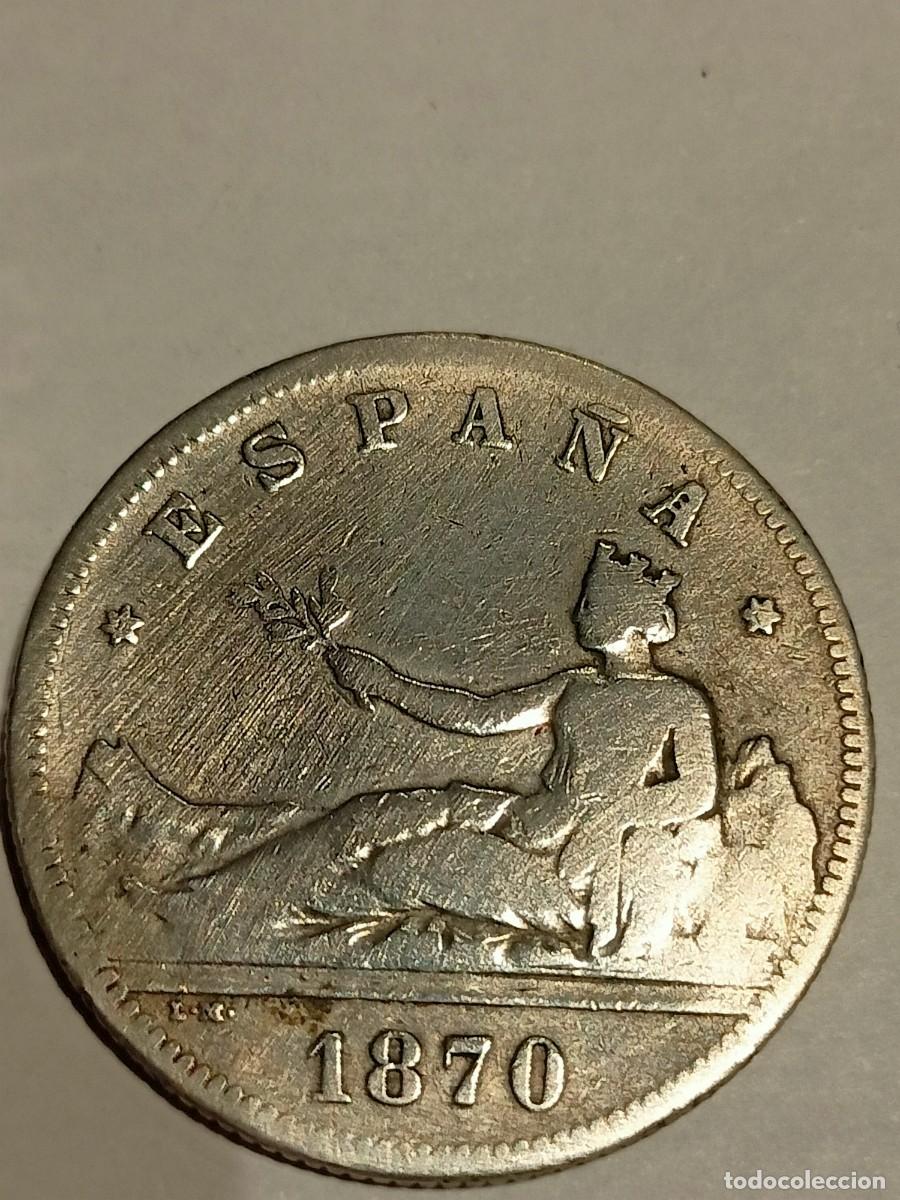 Monedas de Espa&ntilde;a: MONEDA ESPA&Ntilde;OLA DE PLATA DE 2 PESSETAS DE 1870