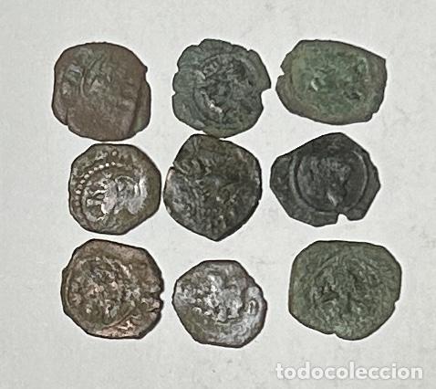 Monedas de Espa&ntilde;a: L129 LOTE DE 9 MONEDAS DE 4 MARAVEDIS A IDENTIFICAR