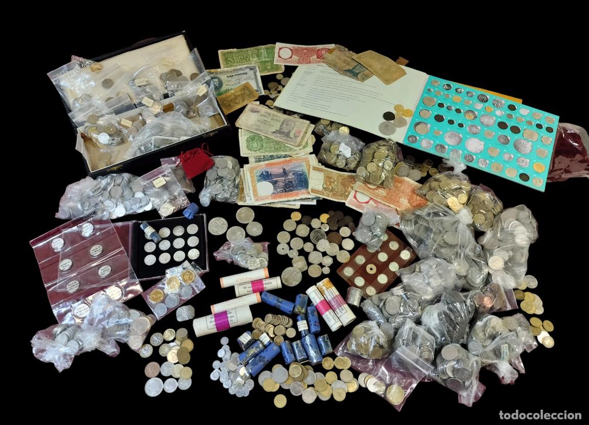 Monedas de Espa&ntilde;a: LOTE MASIVO DE MONEDAS Y BILLETES. VARIAS &Eacute;POCAS, PROCEDENCIAS Y MATERIALES.