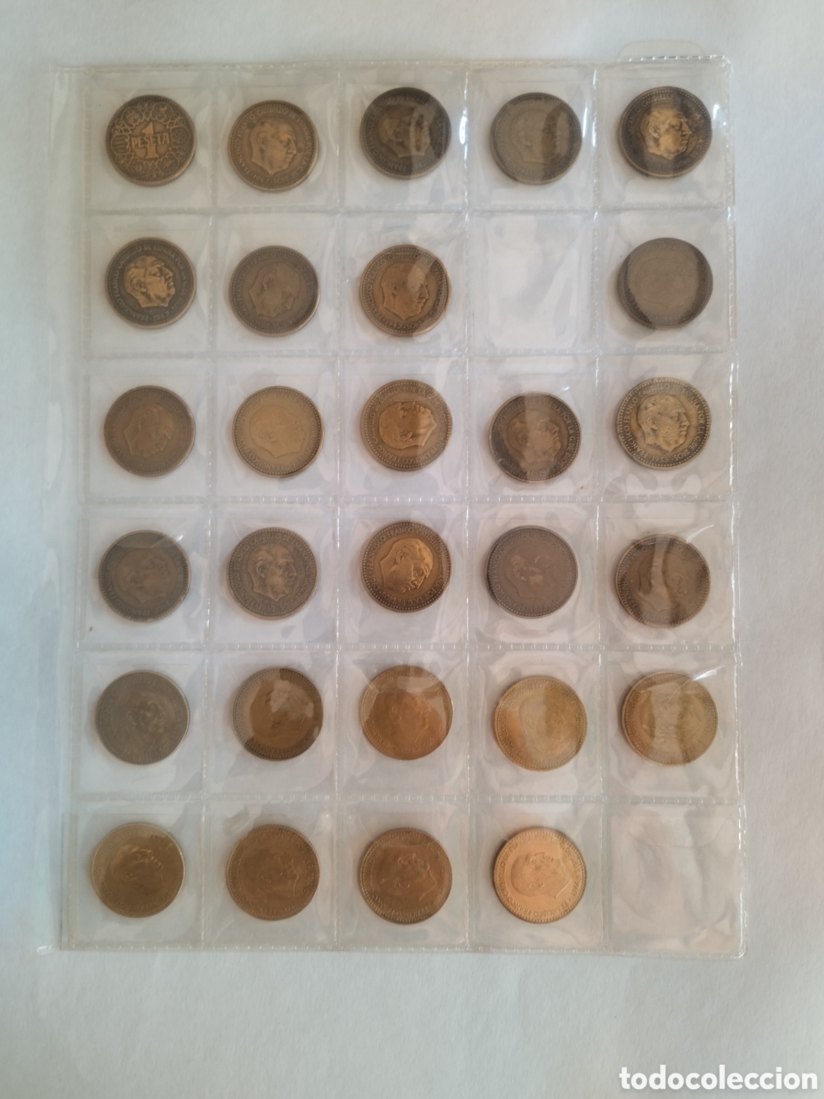 Moedas de Espanha: COLECCI&Oacute;N 1 PESETA FRANCO 1944-1947-1953-1963-1966