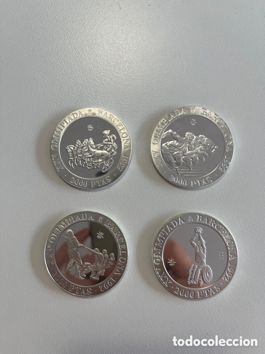Monedas de Espa&ntilde;a: Lote 4 monedas PLATA 1992 2000 PTAS Barcelona 92