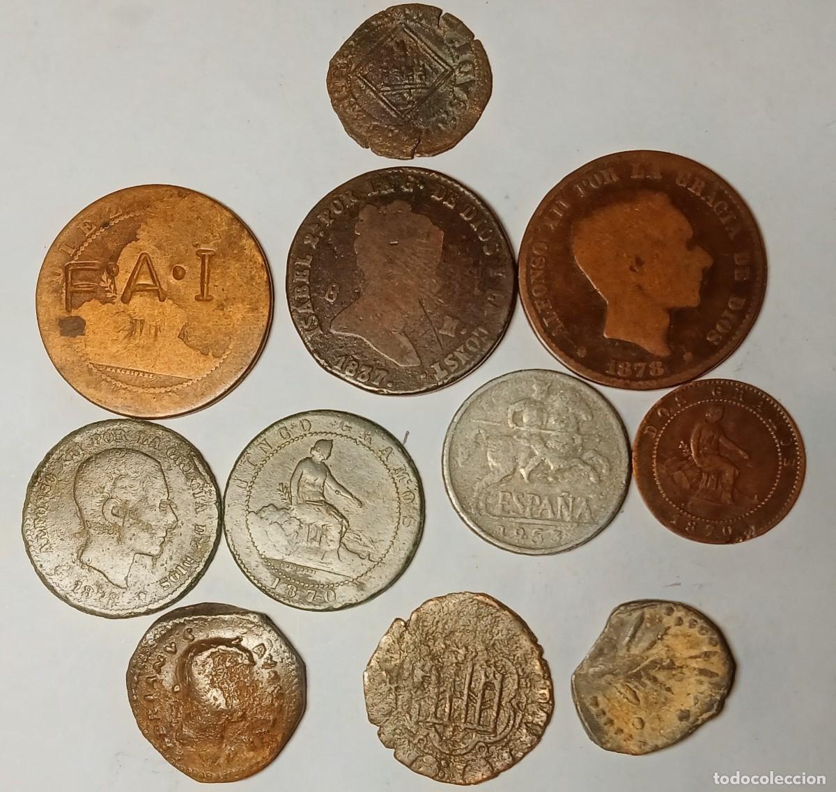 Monedas de Espa&ntilde;a: 10 MONEDAS ESPA&Ntilde;OLAS Y 1 ROMANA, ENV&Iacute;O CORREO CERTIFICADO 5,75 &euro;