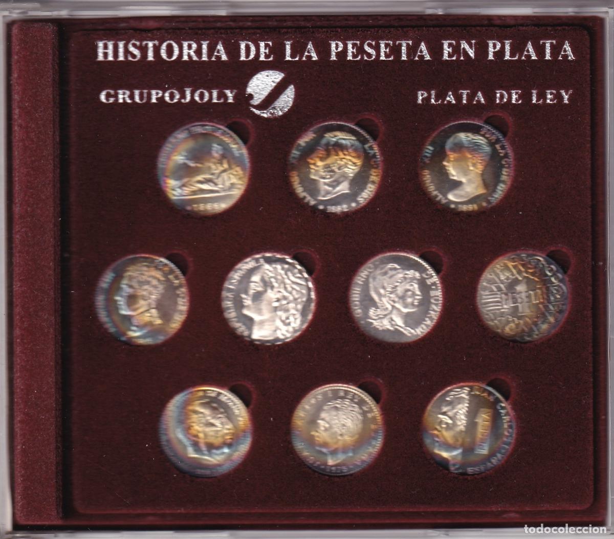 Monedas de Espa&ntilde;a: CRC0157 CARTERA HISTORIA DE LA PESETA GRUPO JOLY 10 MONEDAS PLATA