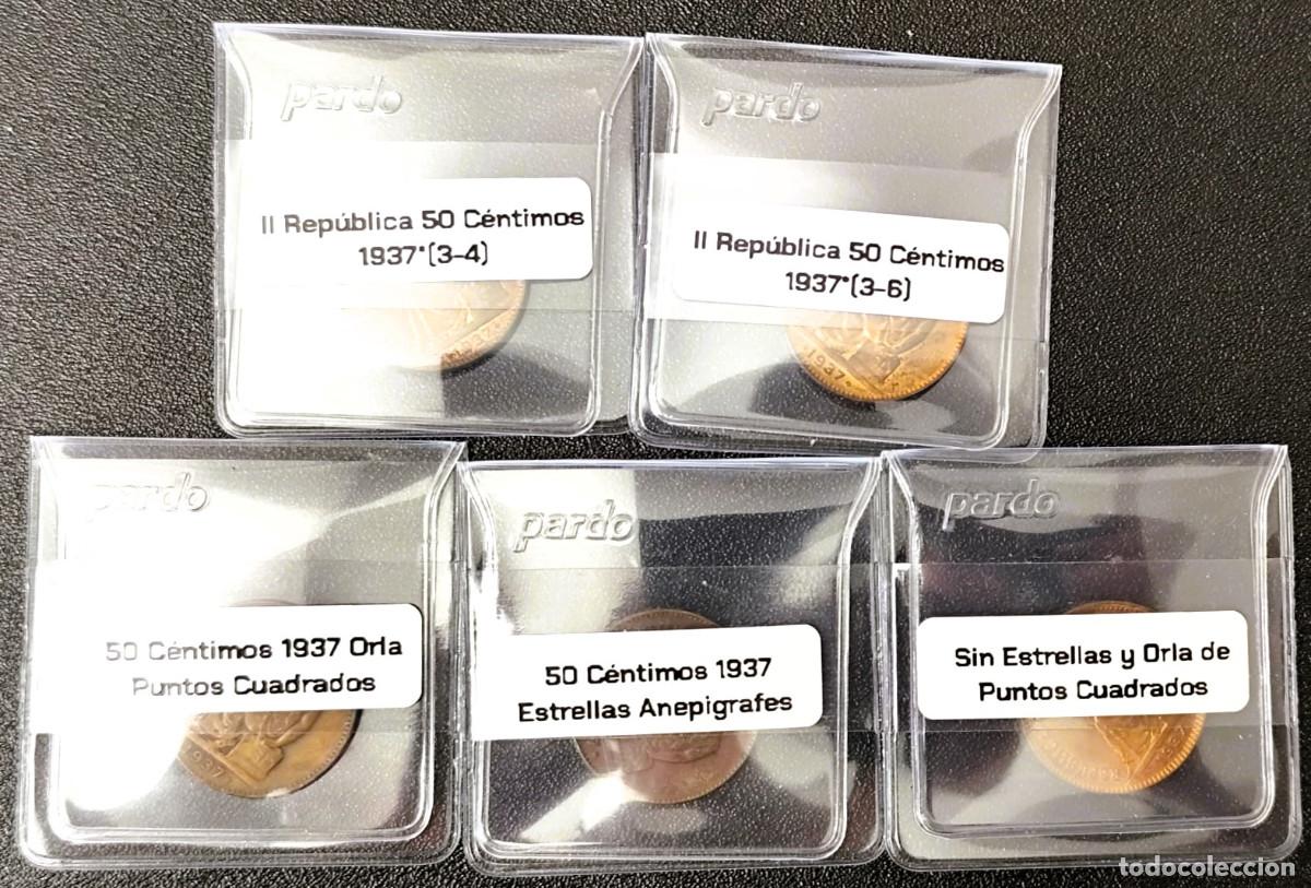 Monedas de Espa&ntilde;a: Espa&ntilde;a II Rep&uacute;blica Conjunto de Variantes 50 C&eacute;ntimos (5 monedas) Lote 1818