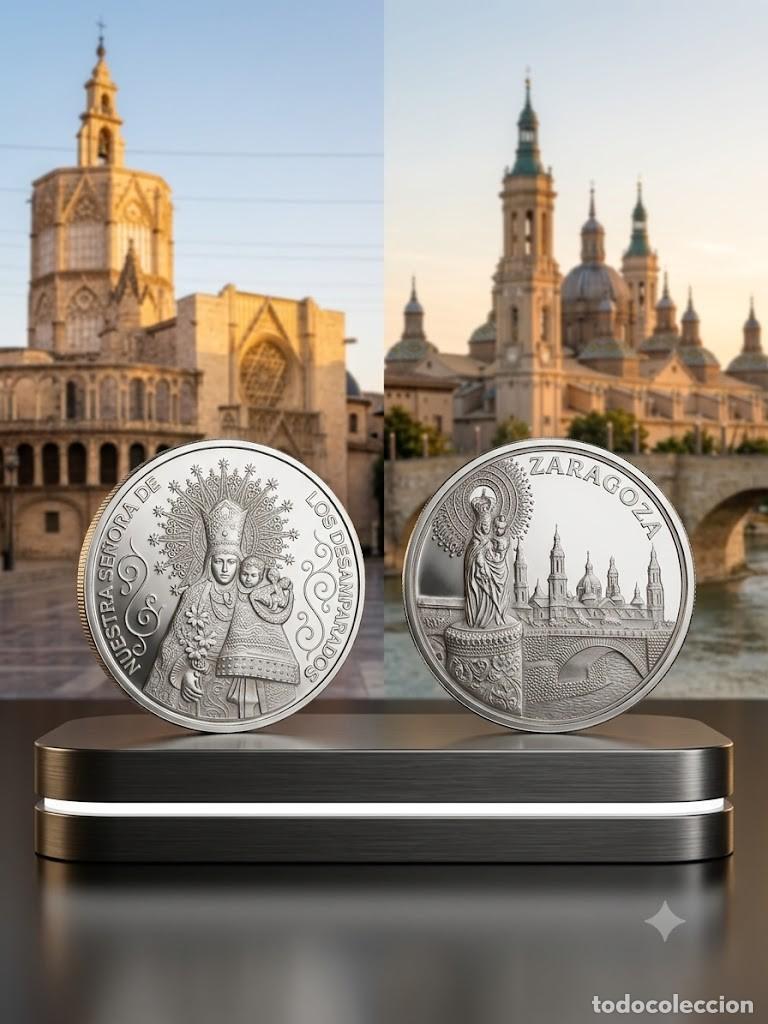 Monedas de Espa&ntilde;a: Estuche dos monedas plata conmemorativas de Valencia y Zaragoza
