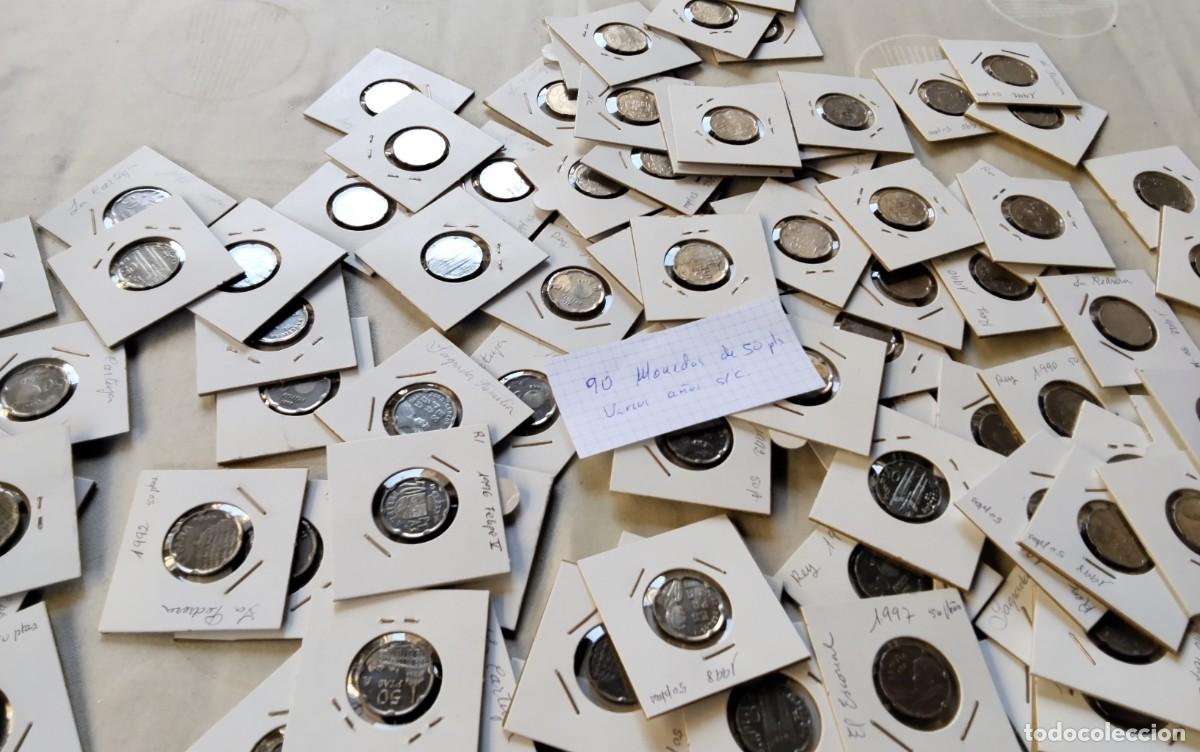 Monedas de Espa&ntilde;a: LOTE DE 90 MONEDAS DE 50 PTS SIN CIRCULAR , ALTO VALOR , ESTUCHADAS