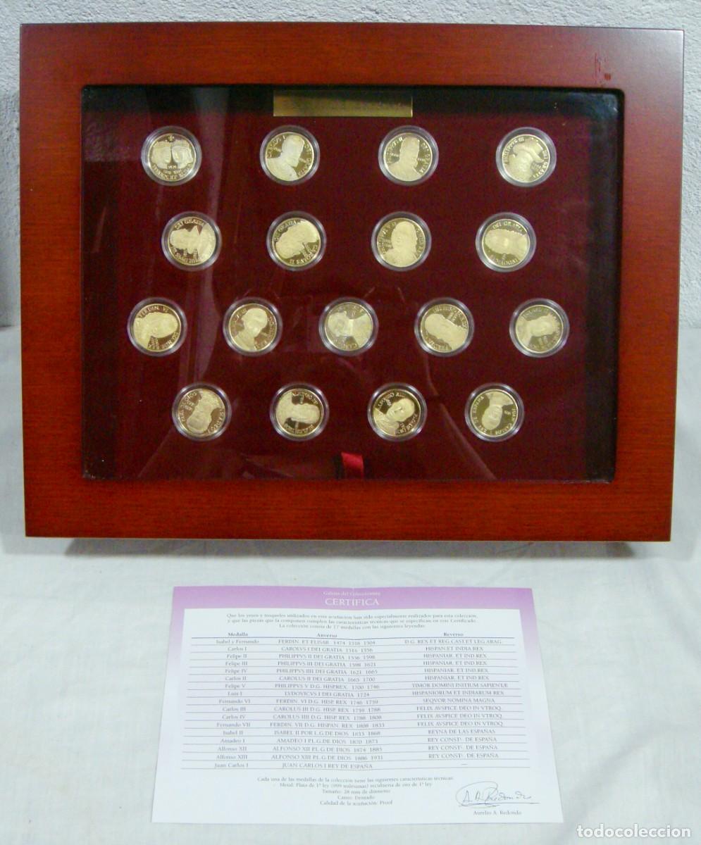 Monedas de Espa&ntilde;a: Colecci&oacute;n Reyes de Espa&ntilde;a &middot; 17 medallas de plata .999 ba&ntilde;adas en oro &middot; Calidad Proof &middot; Con expositor