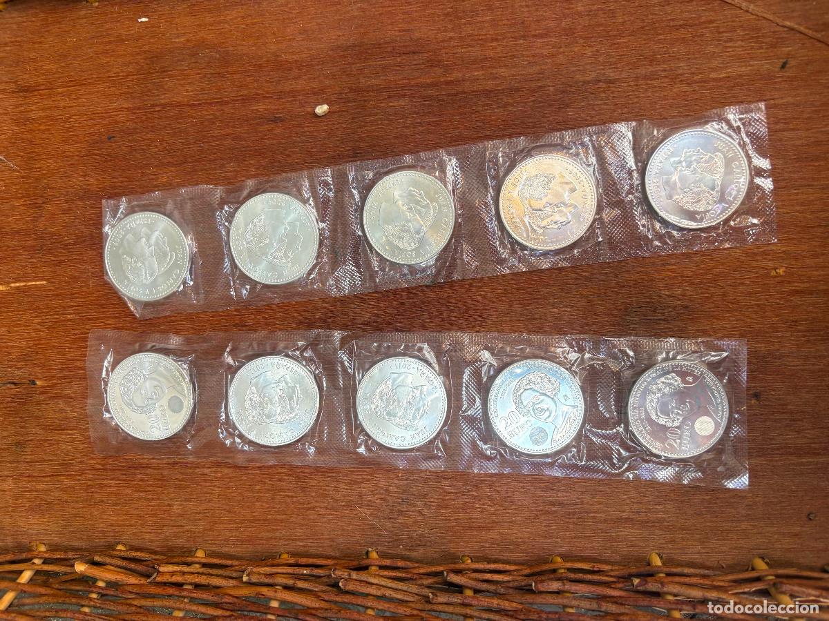 Monedas de Espa&ntilde;a: 10 monedas de plata 20 euros y 12 euros precintadas