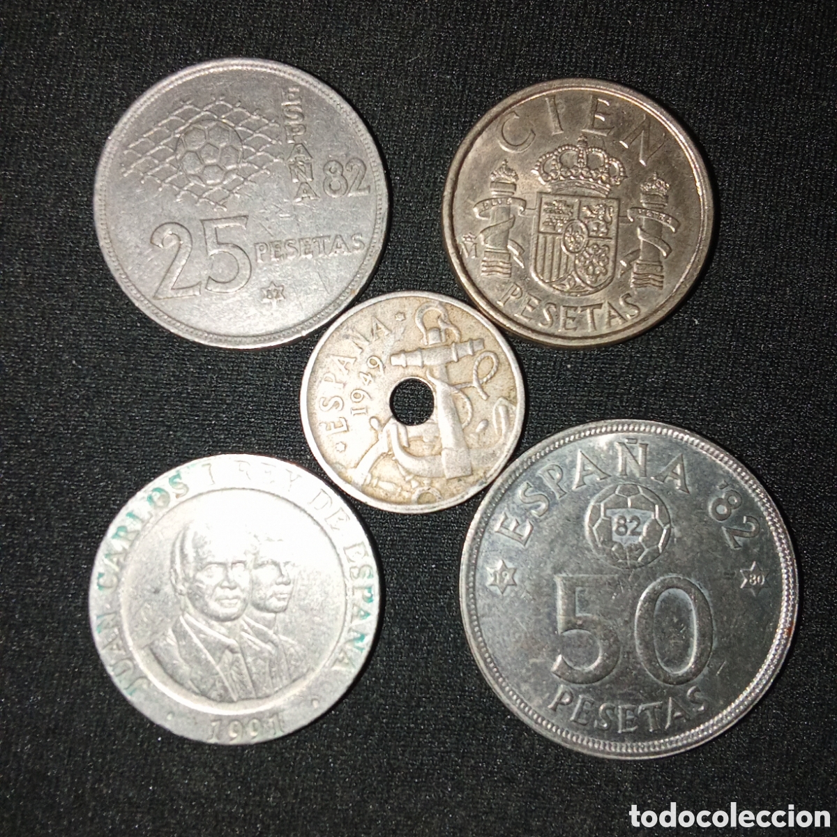 Monedas de Espa&ntilde;a: Espa&ntilde;a lote 5 monedas distintas