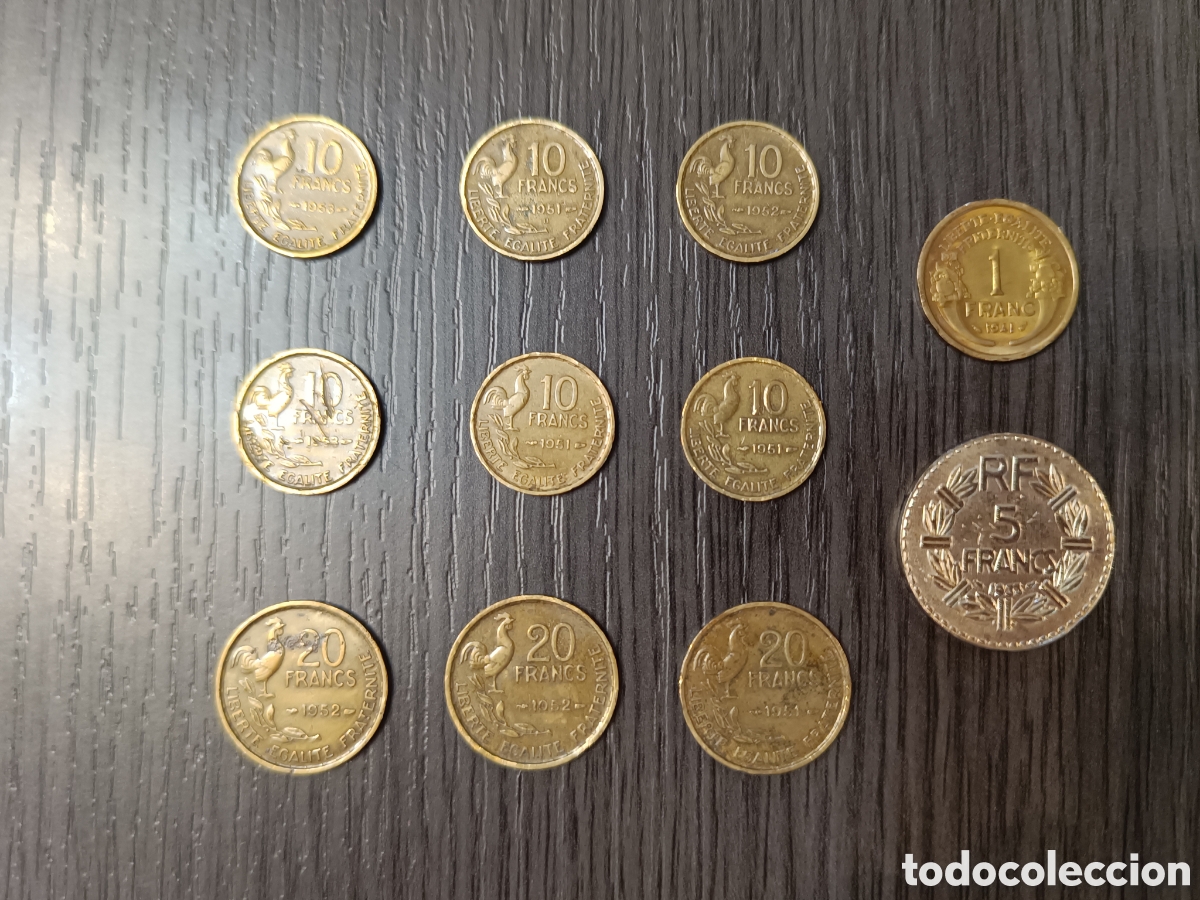 Monedas de Espa&ntilde;a: Lote Antiguas Monedas Francesas A&ntilde;os 50