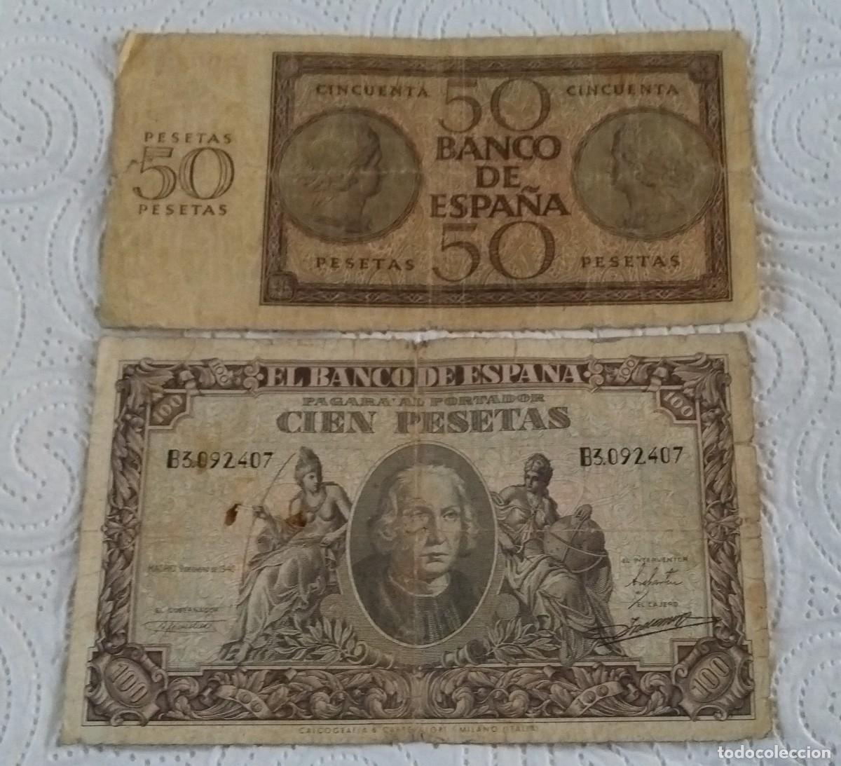 Monedas de Espa&ntilde;a: Billetes de 100 y 50 pesetas