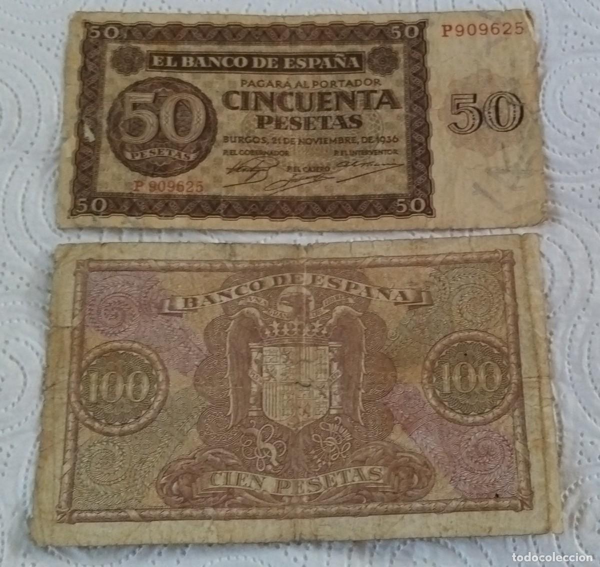 Monedas de Espa&ntilde;a: Billetes de 100 y 50 pesetas - Foto 2