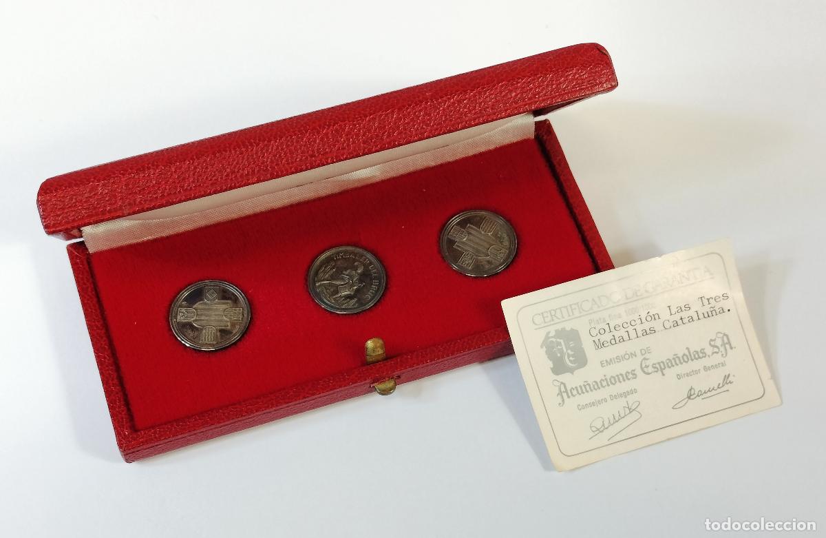 Monedas de Espa&ntilde;a: CONJUNTO DE TRES MEDALLAS DE CATALU&Ntilde;A. ACU&Ntilde;ACIONES ESPA&Ntilde;OLAS. PLATA. ESPA&Ntilde;A. SIGLO XX.