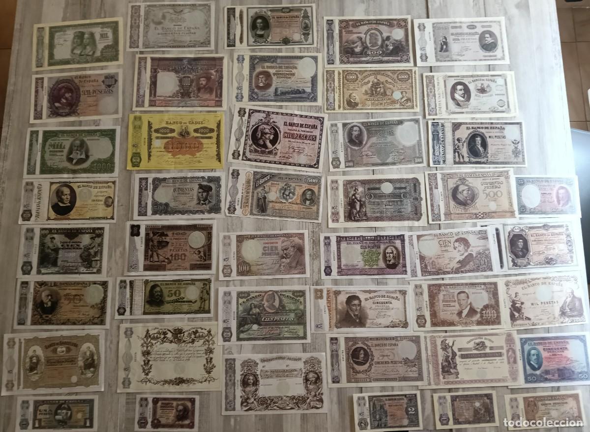Monedas de Espa&ntilde;a: Lote 44 Billetes de Pesetas Facs&iacute;miles