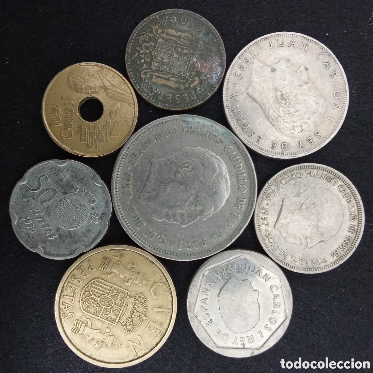 Monedas de Espa&ntilde;a: Lote 8 monedas distintas Espa&ntilde;a - Foto 2