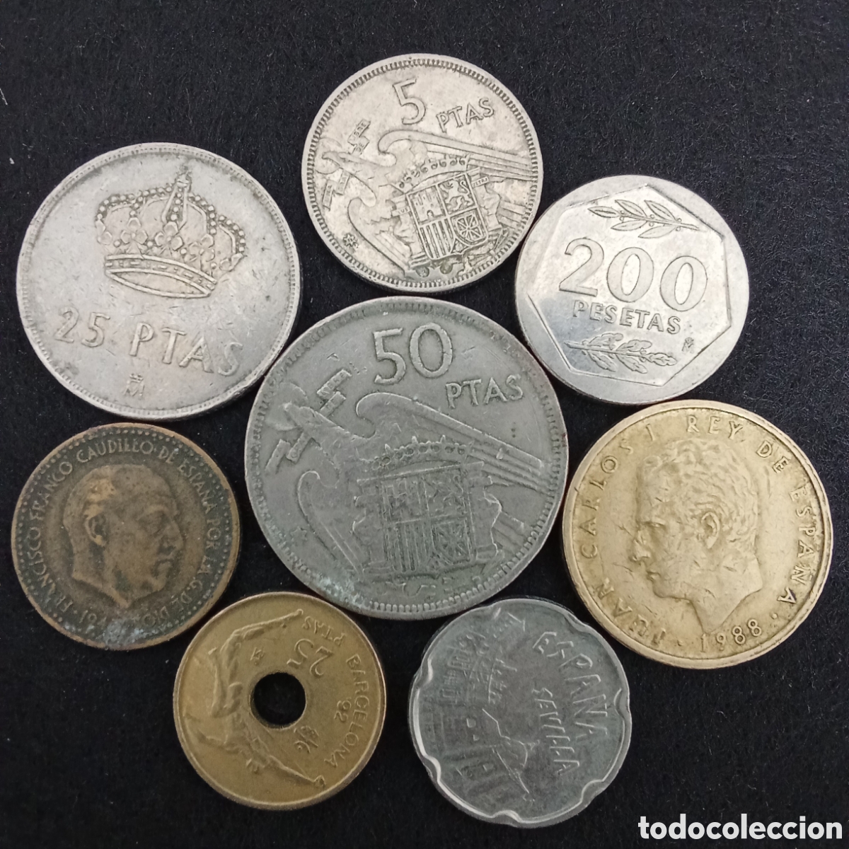 Monedas de Espa&ntilde;a: Lote 8 monedas distintas Espa&ntilde;a - Foto 1