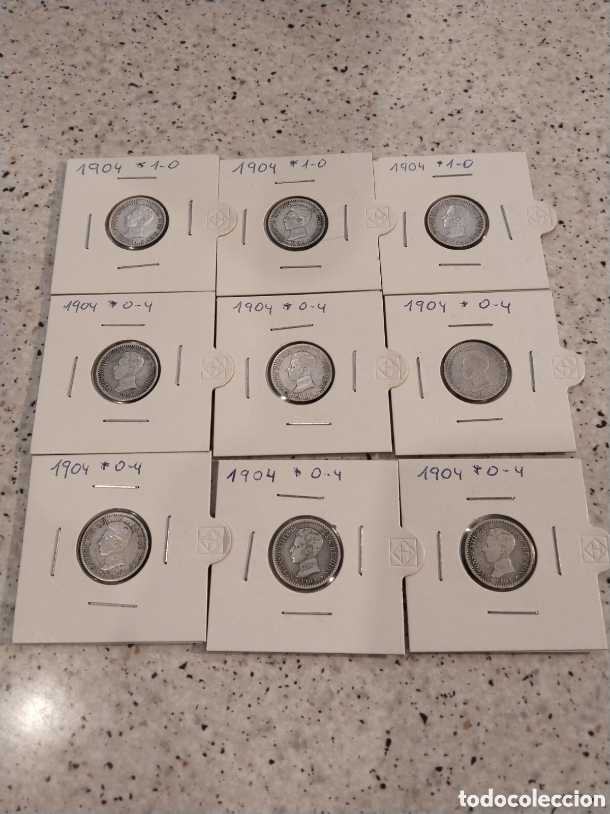 Monedas de Espa&ntilde;a: Lote de 9 Monedas de 50 C&eacute;ntimos de Plata. Alfonso XIII