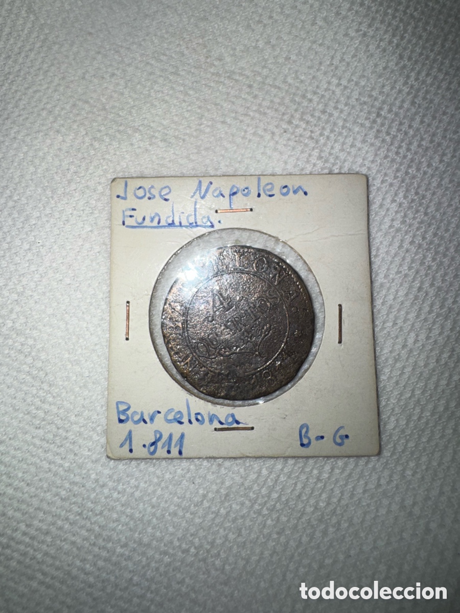 Monedas de Espa&ntilde;a: Moneda de 4 Quartos de Barcelona (1811) - Jos&eacute; Napole&oacute;n (Variante Fundida)