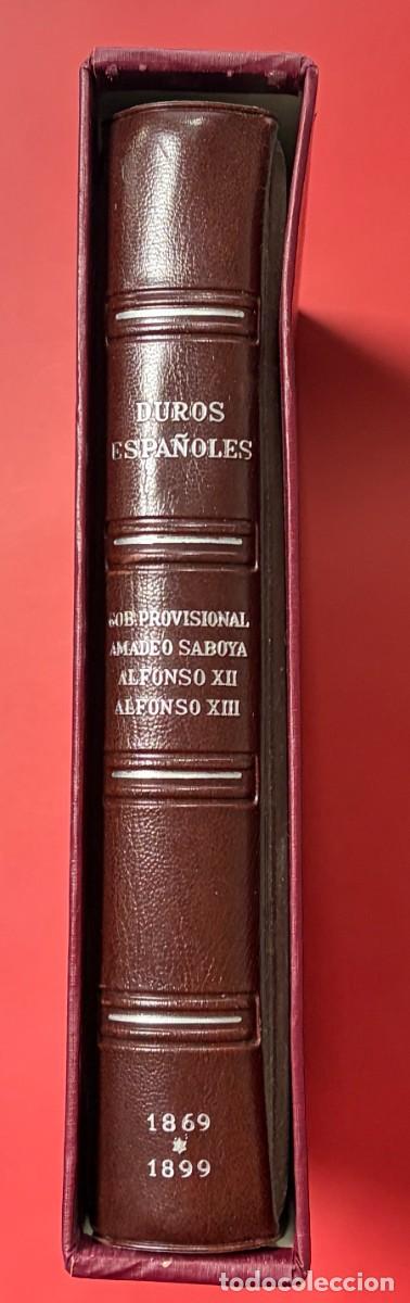 Monedas de Espa&ntilde;a: &Aacute;LBUM PARDO PARA DUROS ESPA&Ntilde;OLES 1869-1899 CON CAJET&Iacute;N Y 7 MONEDAS DE LA II REP&Uacute;BLICA
