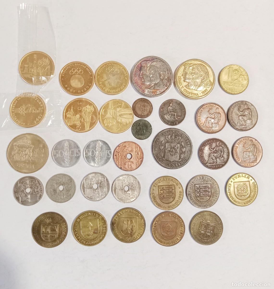 Monete di Spagna: Lote variado 33 piezas entre monedas espa&ntilde;olas y medallas