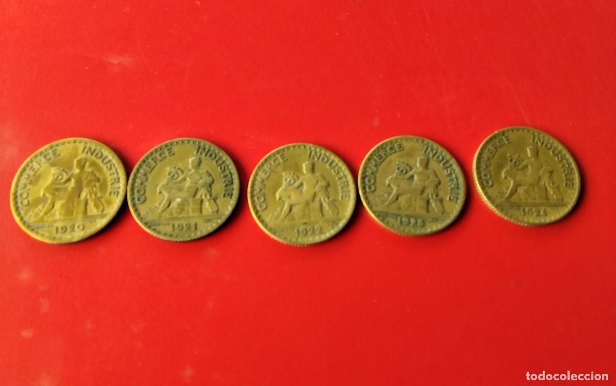 Moedas de Espanha: LOTE DE CINCO MONEDAS DE NECESIDAD , 1 FRANCO , FRANCIA A&Ntilde;OS 2O CORRELATIVOS , 1920/21/22/23/24