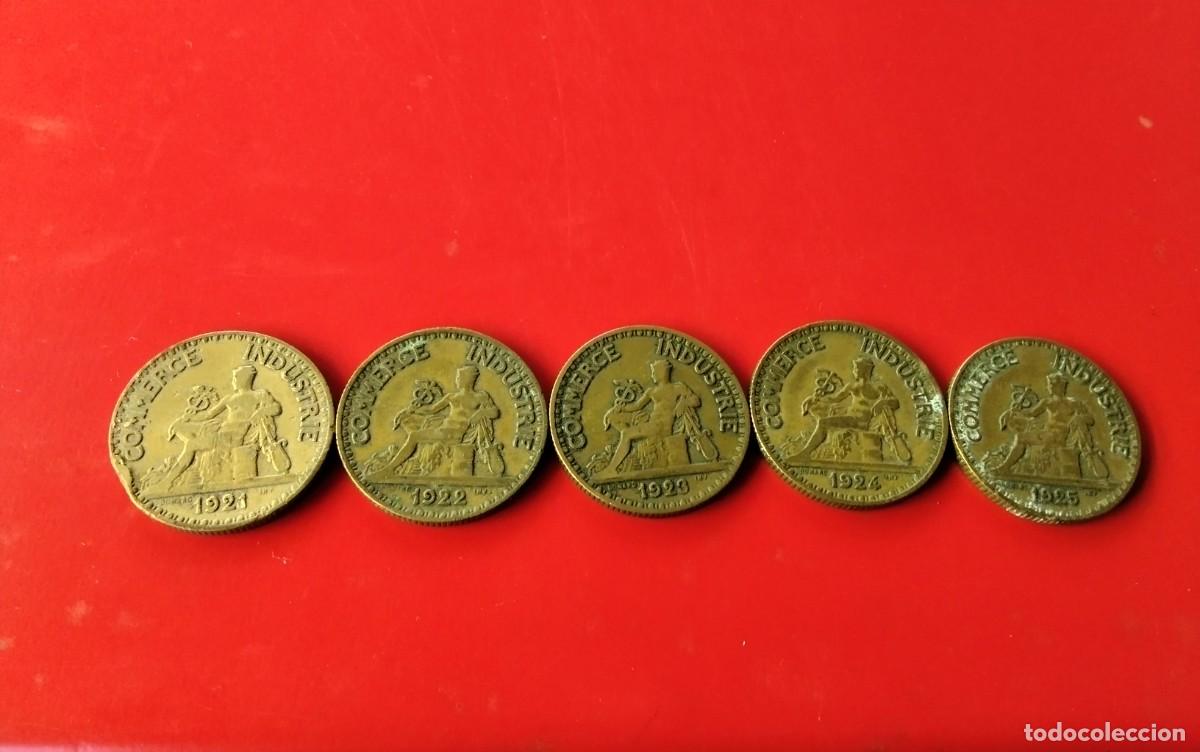 Moedas de Espanha: LOTE DE CINCO MONEDAS DE NECESIDAD , 2 FRANCOS , FRANCIA A&Ntilde;OS 2O CORRELATIVOS , 1921/22/23/24/25