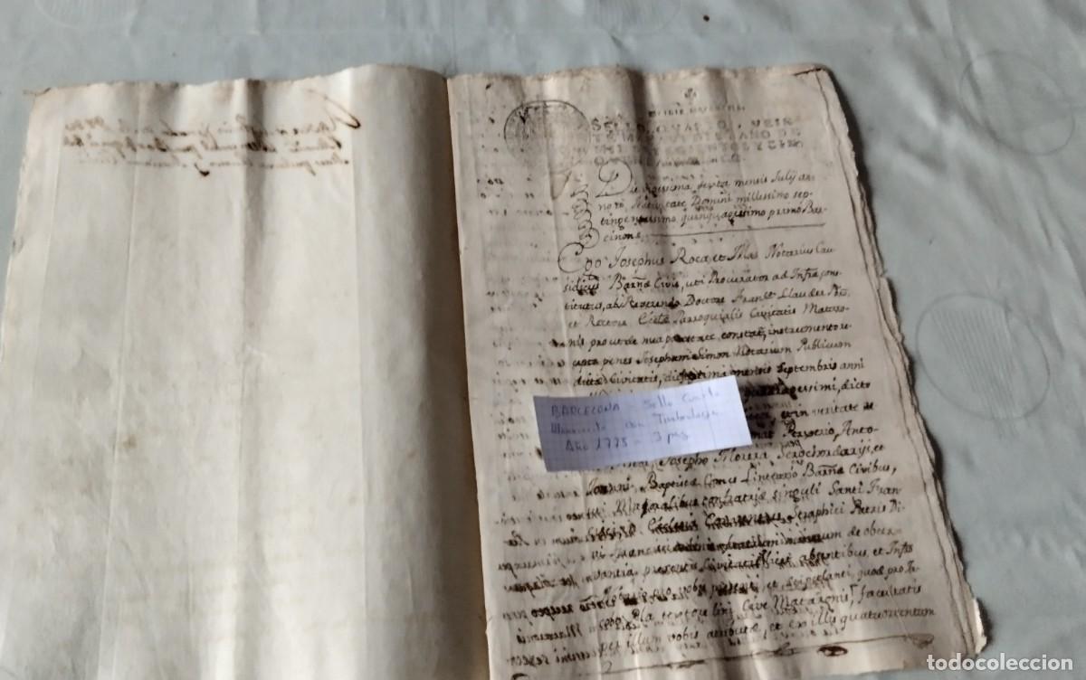 Monedas de Espa&ntilde;a: BARCELONA ,MANUSCRITO CON TIMBROLOGIA A&Ntilde;O 1755 , 3 PAG , SELLO CUARTO