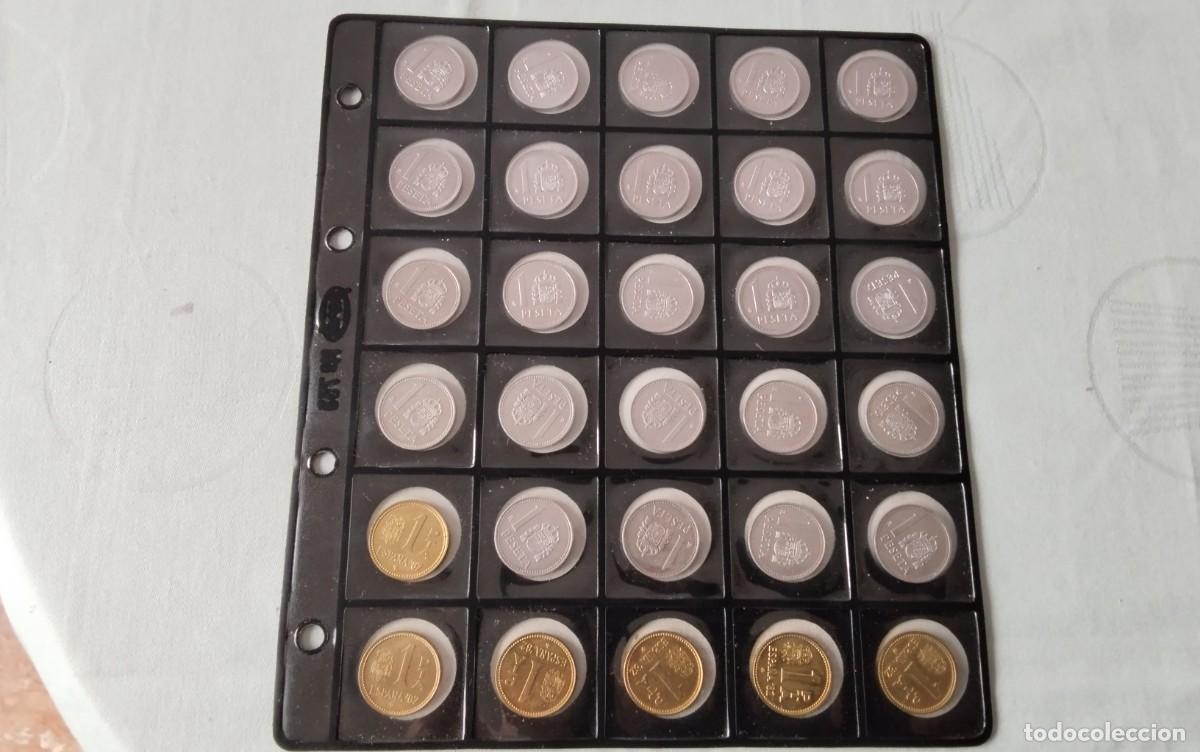 Monedas de Espa&ntilde;a: PAG PARDO MONTADO CON 30 MONEDAS DE 1 PTS DIFERENTES MAYORIA SIN CIRCULAR VER