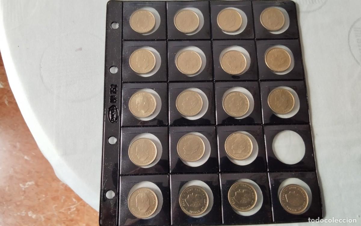 Monedas de Espa&ntilde;a: PAG. PARDO MONTADA CON 19 MONEDAS DE 100 , DIFERENTES A&Ntilde;OS SIN CIRCULAR ALTO VALOR , VER DESCRIPCION