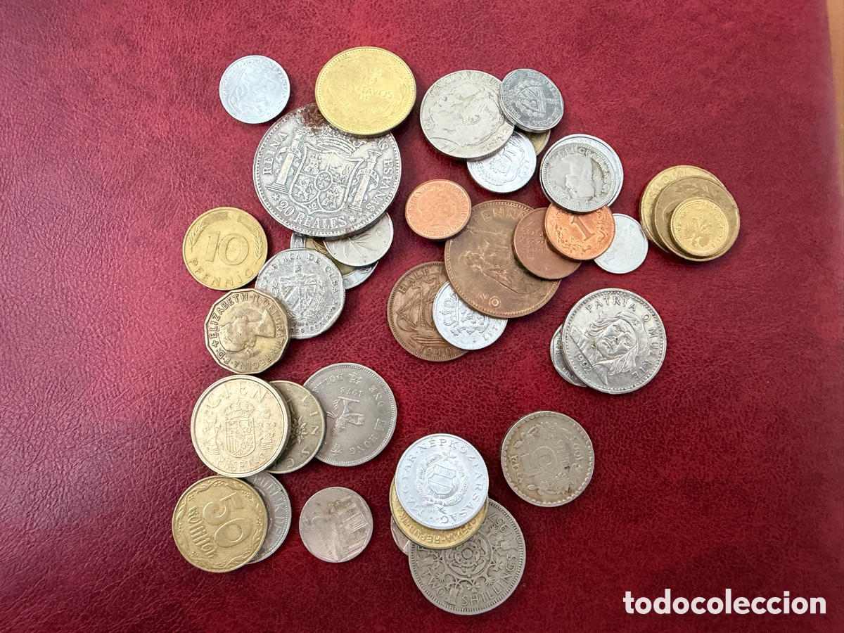Monedas de Espa&ntilde;a: Peque&ntilde;o lote de monedas de diferentes pa&iacute;ses