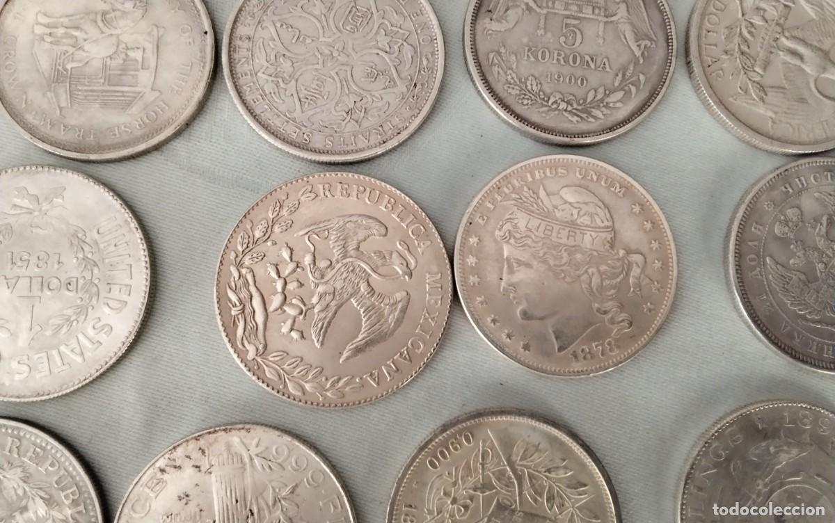 Coins of Spain: 12 MONEDAS REPRODUCCION MONEDAS DE PLATA IMPORTANTES DE DIFERENTES PAISES , MUY BONITAS