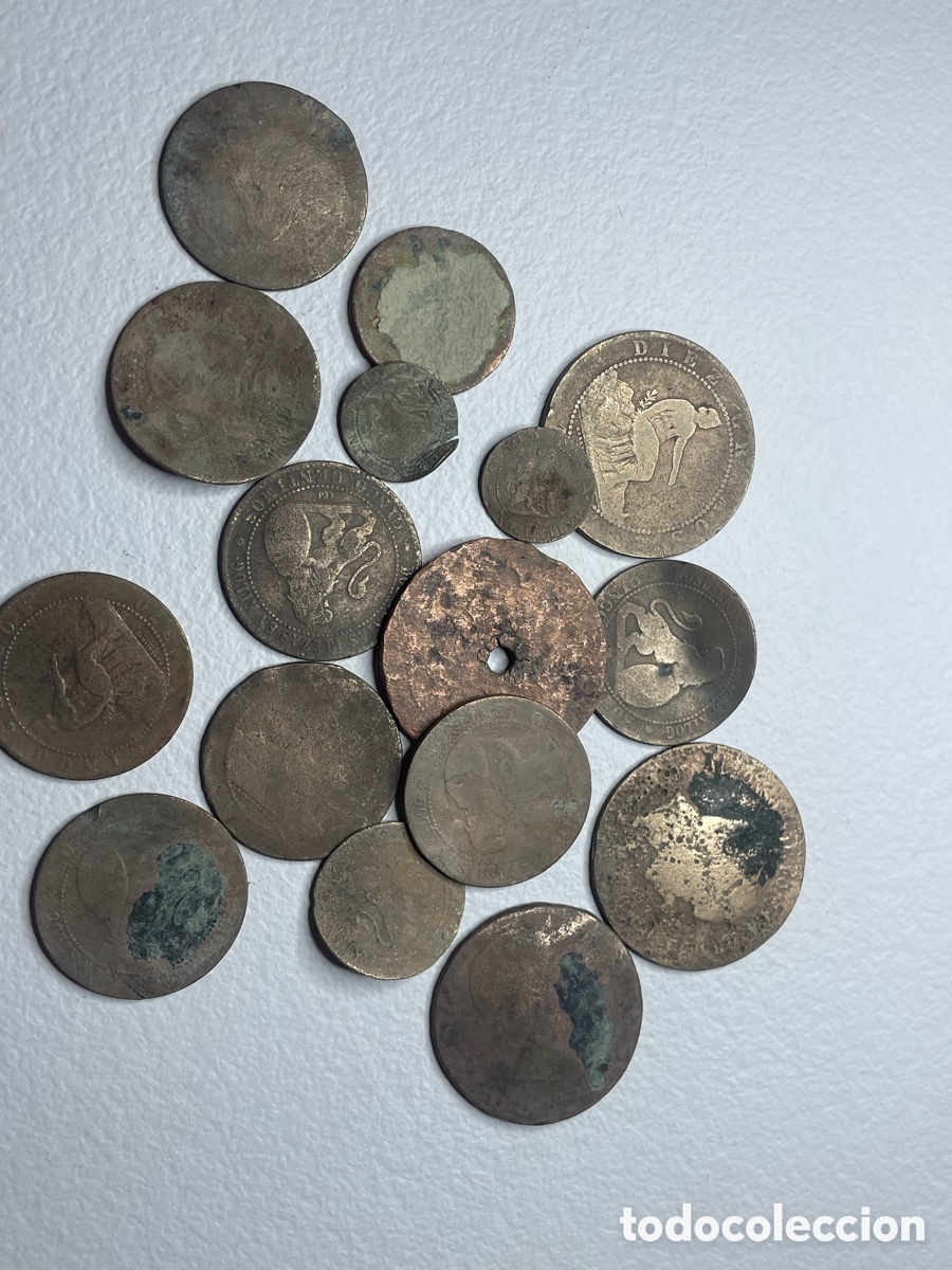 Monedas de Espa&ntilde;a: Lote 16 Monedas Antiguas de Cobre Espa&ntilde;a - Varias &Eacute;pocas