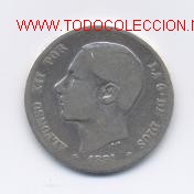 Monedas de Espa&ntilde;a: ALFONSO XII- 1 PESETA- 1881 - Foto 1