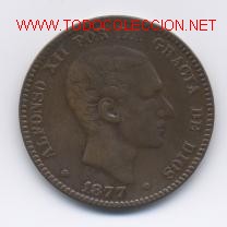 Monedas de Espa&ntilde;a: ALFONSO XII- 5 CENTIMOS- 1878 - Foto 1