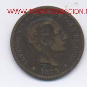 Monedas de Espa&ntilde;a: ALFONSO XII- 5 CENTIMOS-1879 - Foto 1