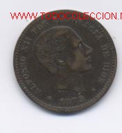 Monedas de Espa&ntilde;a: ALFONSO XII- 5 CENTIMOS- 1879-EBC+ - Foto 1