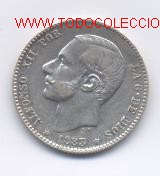 Monedas de Espa&ntilde;a: ALFONSO XII- 1 PESETA- 1883*18-83 - Foto 1
